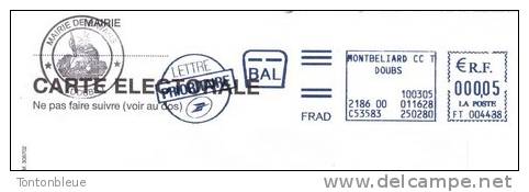 Sur Env. 140x90 - Lettre Mairie - Montbeliard - 0.05 - Du 05/03/2010 (D154) - EMA (Empreintes Machines à Affranchir)