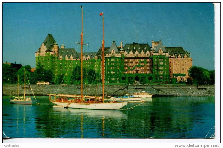 Lot 2 Postcards C.P.R. Empress Hotel, Harbor, Boats, Victoria B.C. To Port Clinton, Ohio - Victoria