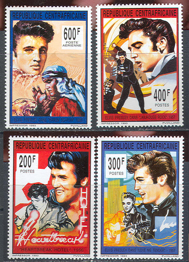 1940 Elvis Presley Music Cinema Trains Cars Movie Central Africa 4+4S/s Deluxe Set MNH ** - Elvis Presley