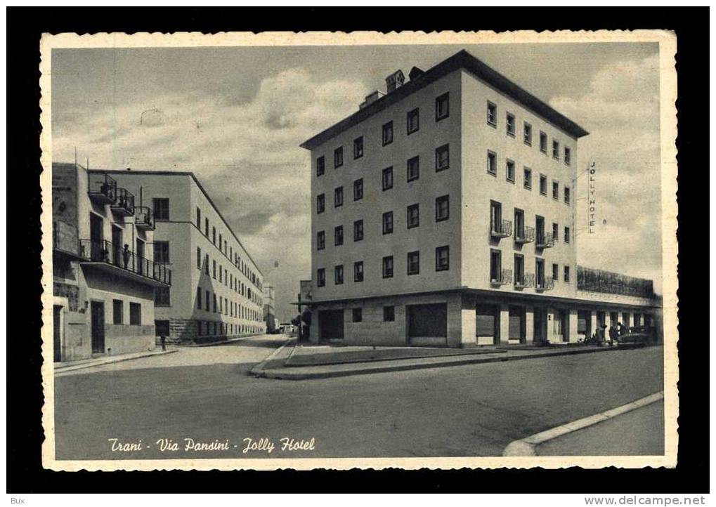 TRANI VIA PANSINI HOTEL JOLLY  PUGLIA  BARI  VIAGGIATA  COME DA FOTO  IMMAGINE OPACA - Trani