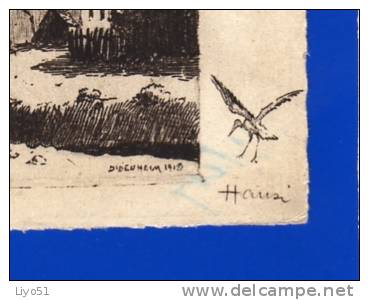Hansi     Village D´Alsace    Cpa : N&b . Trace Crayon Bleu Sur Recto  ( Voir Détail Scan ) - Hansi