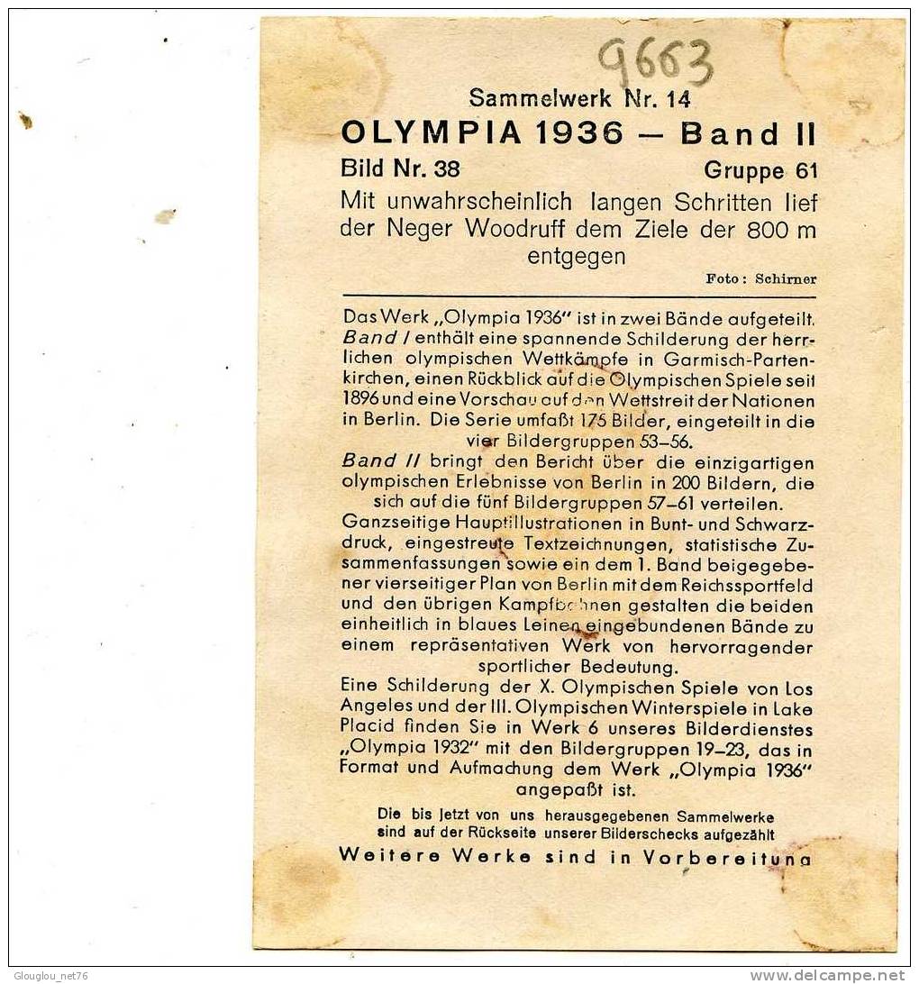 PHOTO 12/8CM JEUX OLYMPIQUES 1936 EN ALLEMAGNE 666ECRIT EN ALLAMAND AU DOS - Atletiek