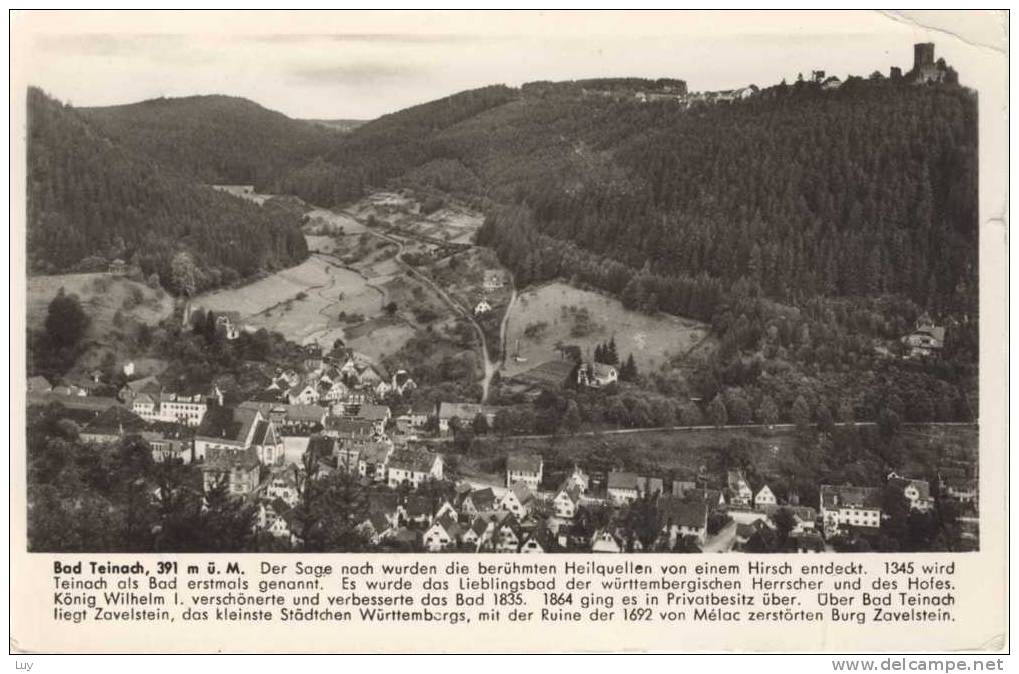 BAD TEINACH - Gel. 1957, Panorama, Luftbild Flugaufnahme - Bad Teinach