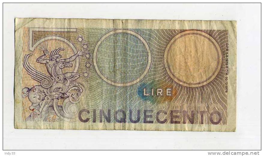 - ITALIE . BIGLIETTO DI STATO  500 L. 1976 - 500 Liras