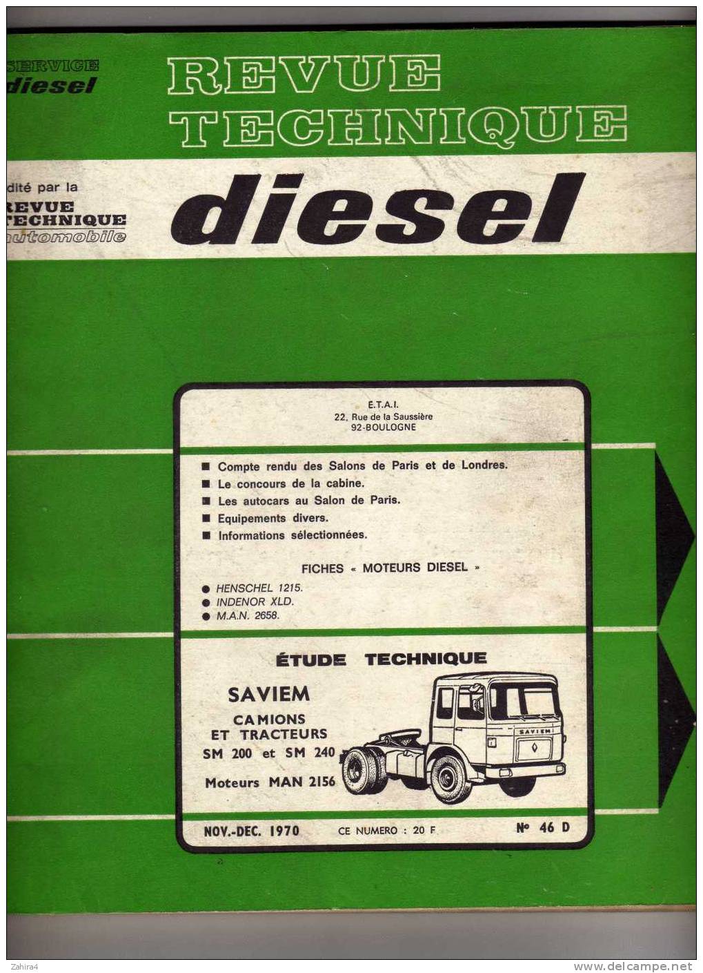 Revue Tech  -  Diesel  - Saviem  -  Camions Et Tracteurs-SM 200 Et 240 - MAN 2156   -  N° 46 D - Auto