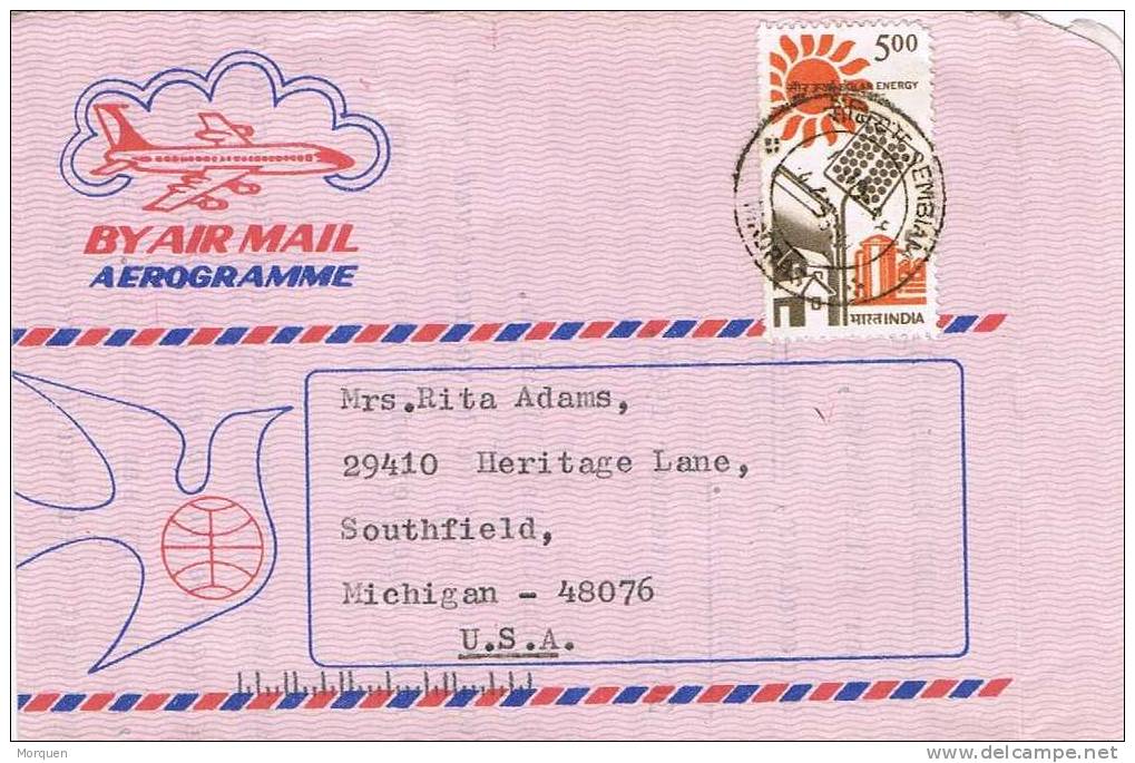 1548. Aerograma MADRAS (India) 1988 - Luftpost