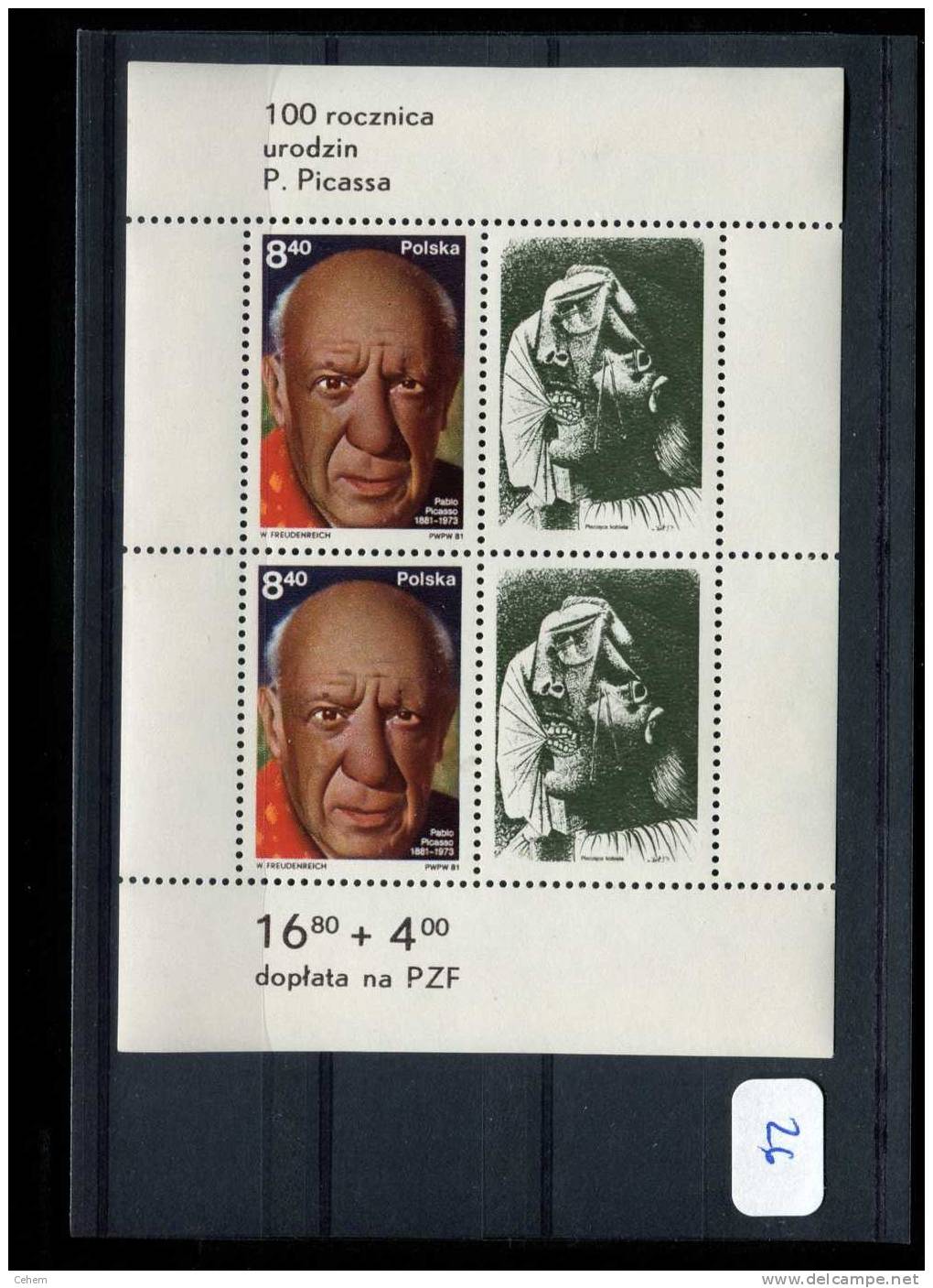 BLOC NEUF POLOGNE POLSKA PABLO PICASSO 1981  LOT 26 - Blocs & Hojas