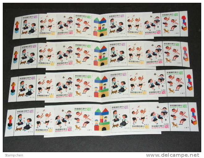 X4 Taiwan 1993 Toy Stamps Booklet Dueling Rubber Band Bamboo Sandbag Dragonfly Cat Dog Helicopter - Cuadernillos