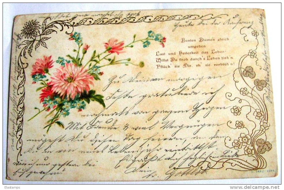 == Poesiekarte , Bunten Blumen ...1901 - Used