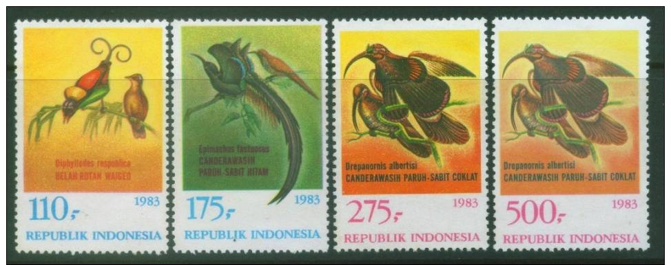 Indonesia ``83  Birds Of Paradise 4v Mnh - Indonésie