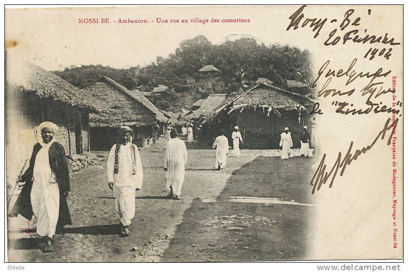 Comores Nossi Bé Ambanoro Madagascar Rue Village Des Comoriens 1904 Cachet Bateau - Comoren