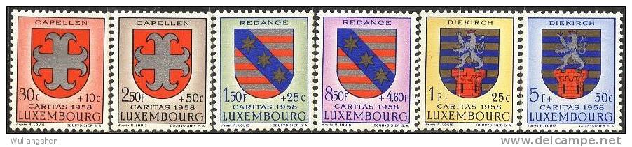 LM0113 Luxembourg 1958 City Badge 6v MLH - Neufs