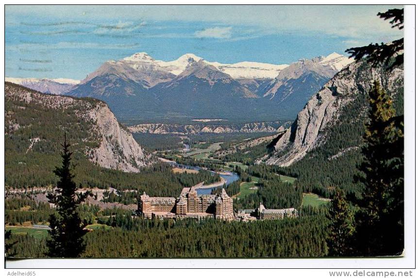 Banff Springs Hotel And World Famous Golf Course, Fairholme Mountain Range In The Back - Banff