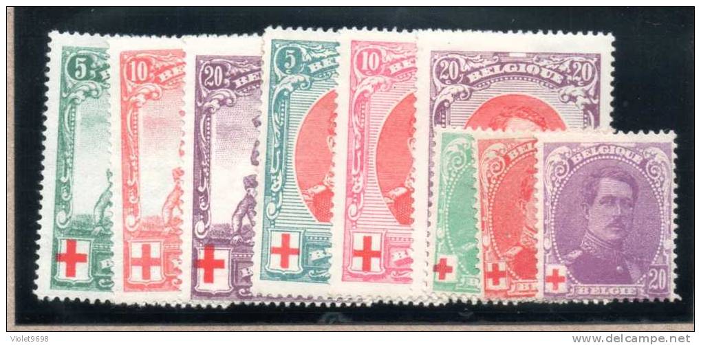 BELGIQUE : TP N° 126/134 * - 1914-1915 Croix-Rouge