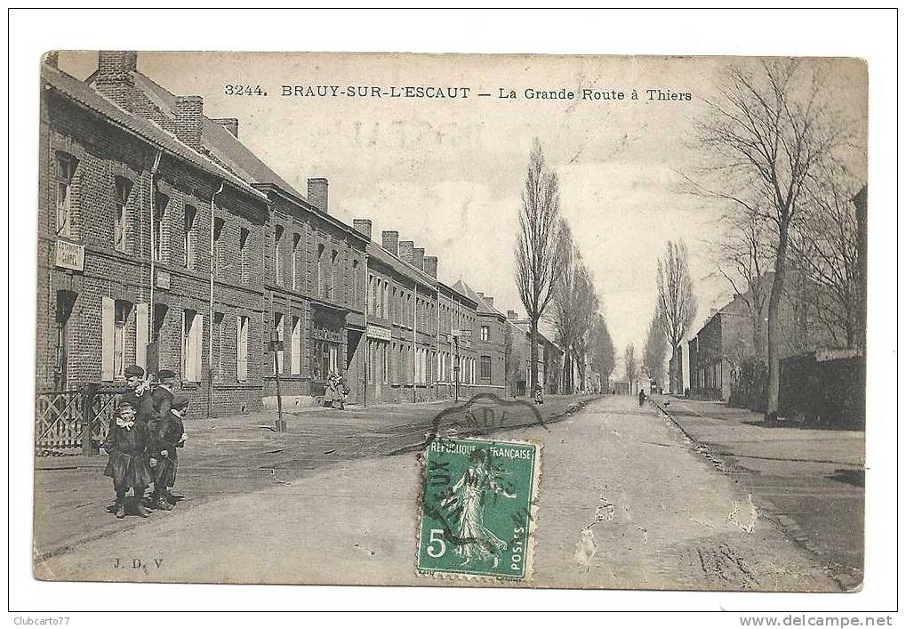 Bruay-sur-l'Escaut (59) : Estaminet Canpel Sur La Grande Route à Thiers Env 1911 (animée). - Bruay Sur Escaut