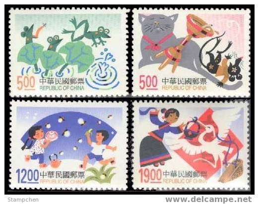 Taiwan 1998 Children Folk Rhymes Stamps Frog Rat Firefly Bird Lamp Mouse Egret Bird Banana - Ungebraucht