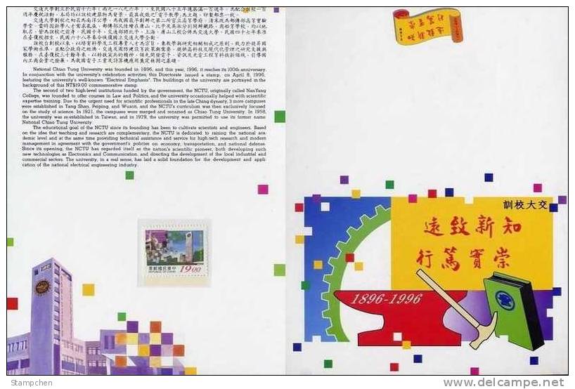 Folder Taiwan 1996 National Chiao Tung University Stamp Electrical - Ungebraucht