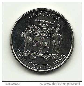 1993 - Jamaica  10  Cents, - Jamaique