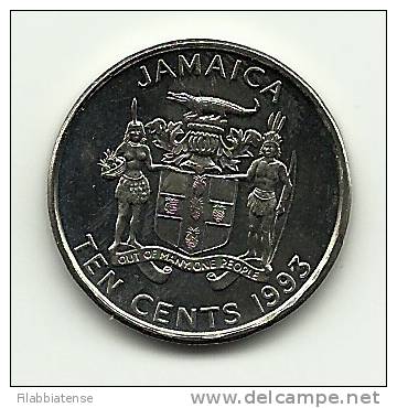 1993 - Jamaica  10  Cents, - Jamaica