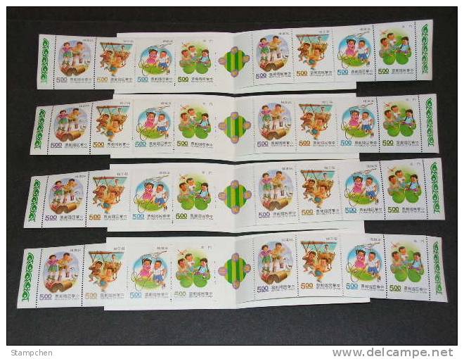 X4 1992 Toy Stamps Booklet Chopstick Gun Iron-ring Grass Fighting Ironpot Dragonfly Goose Ox - Postzegelboekjes