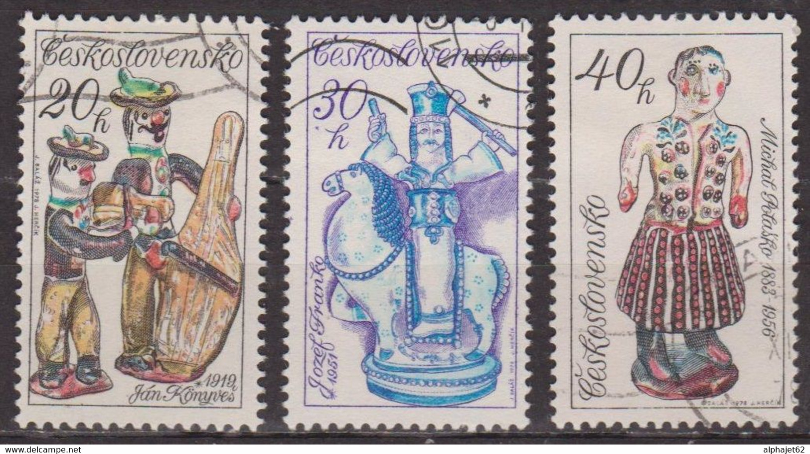 Céramique Slovaque - TCHECOSLOVAQUIE - Groupe De Musique; Montagnard à Cheval, Femme - N° 2309-2310-2311 - 1978 - Used Stamps