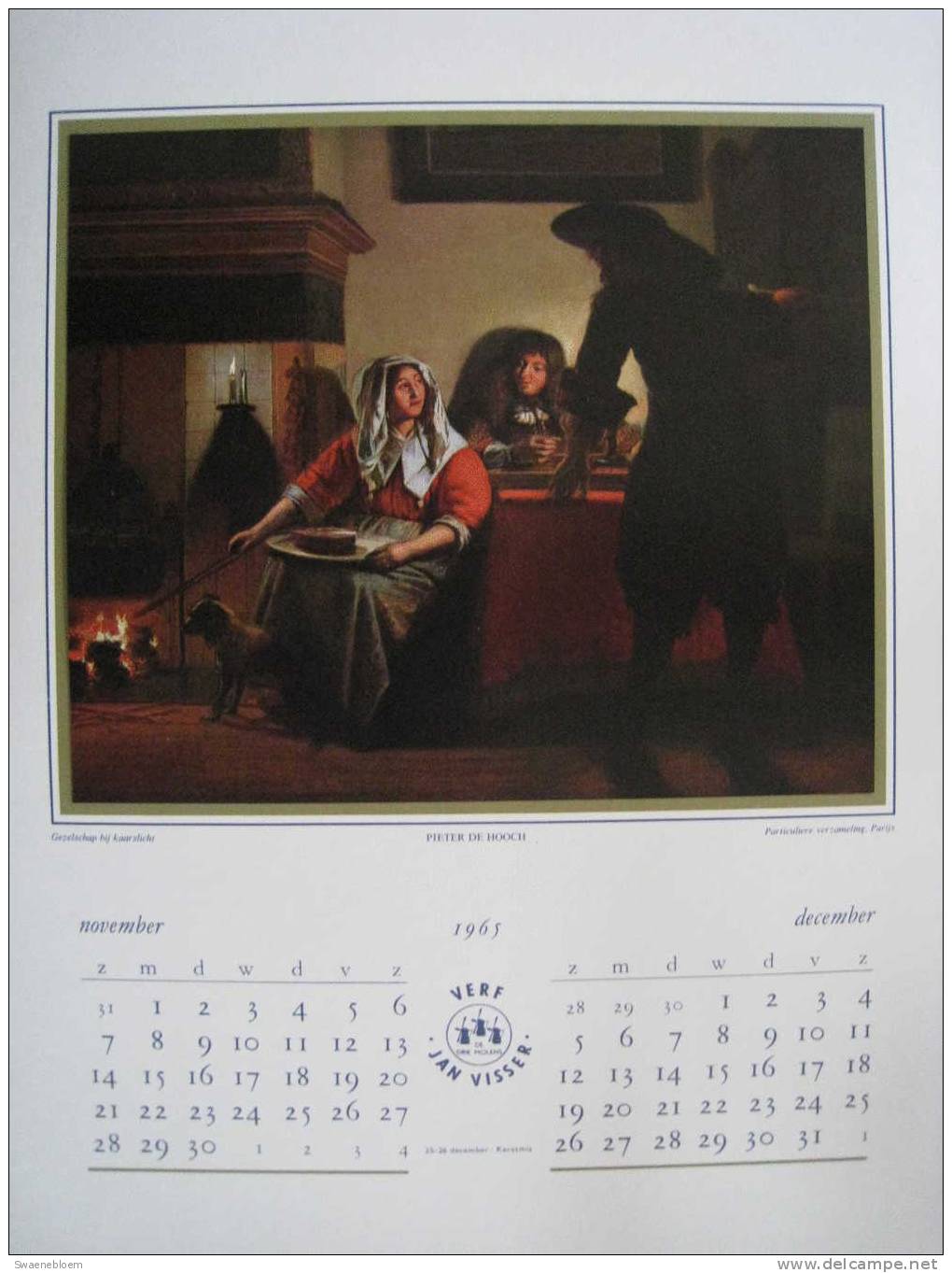 Pieter De Hooch - De VAKA Kunstkalender 1965 Met Platen Van Pieter De Hooch. - Andere & Zonder Classificatie