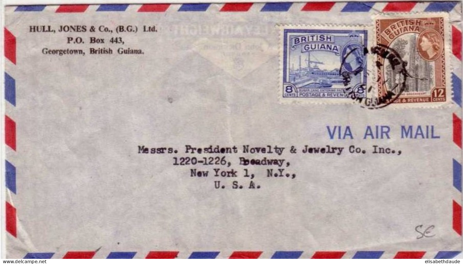 BRITISH GUIANA - 1961 - LETTRE PAR AVION Pour BROADWAY New YORK (USA) - Guayana Británica (...-1966)