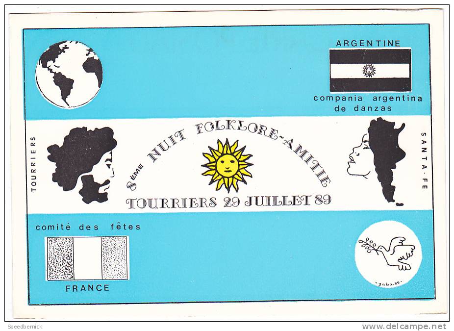 16902- 8ieme Nuit Folklore Amitie , Tourriers (16 France) Comité Des Fetes . Argentine. 1989 - Eventi