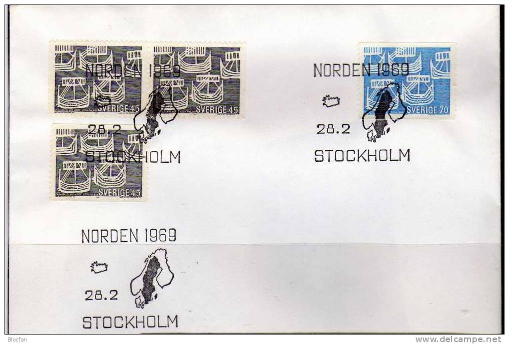 Nordland Gemeinschaft 1969 Schweden 629/0A,C/D FDC 4€ Alte Schiffe Historische Gogge Cover EUROPA Sympathie-Ausgabe - 1969