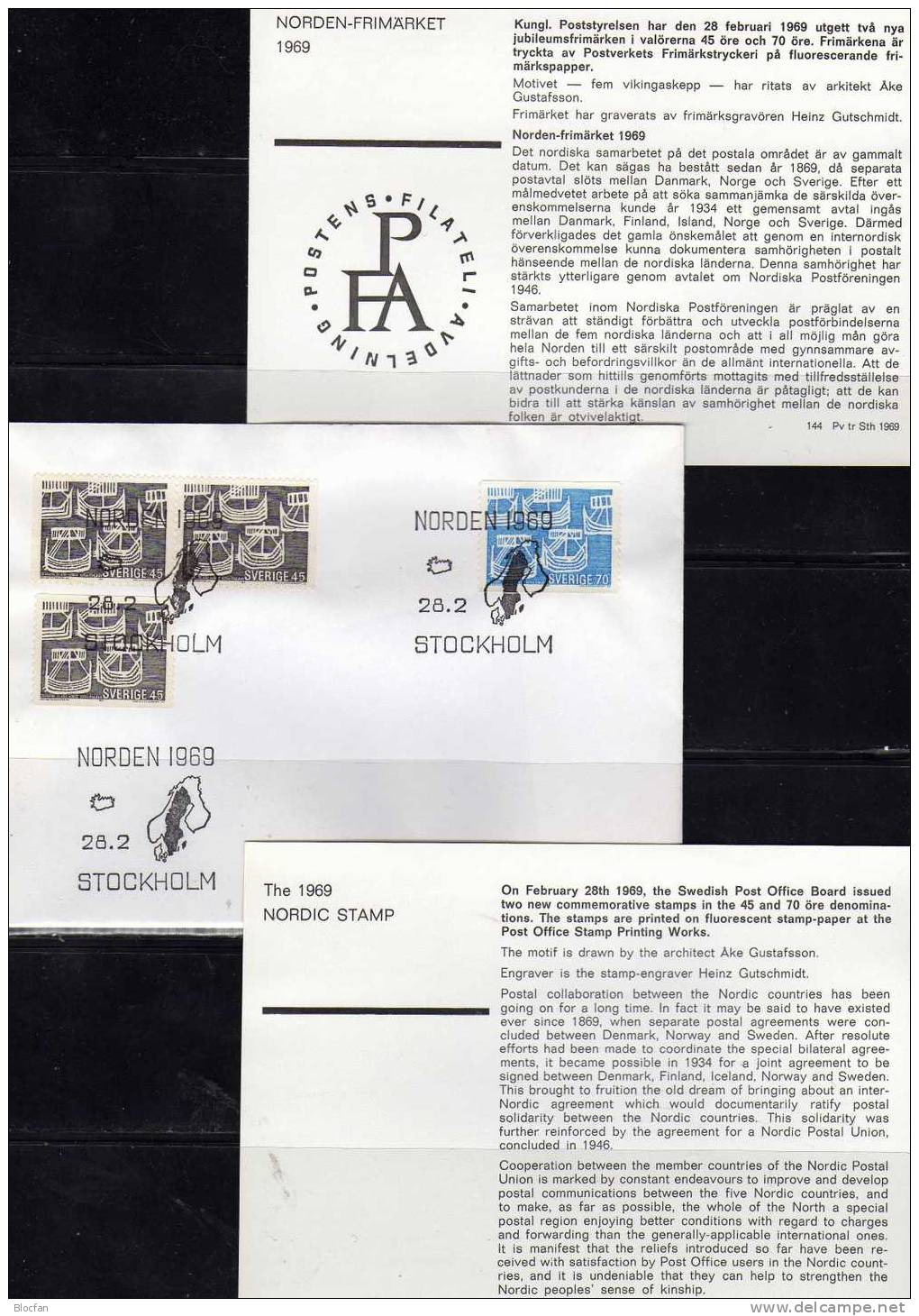 Nordland Gemeinschaft 1969 Schweden 629/0A,C/D FDC 4€ Alte Schiffe Historische Gogge Cover EUROPA Sympathie-Ausgabe - 1969