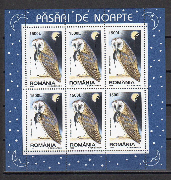 Romania 1998 / Night Birds / Set X 4 MS - Unused Stamps