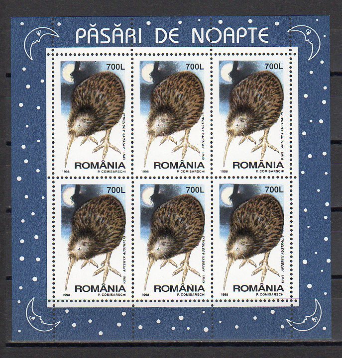 Romania 1998 / Night Birds / Set X 4 MS - Unused Stamps