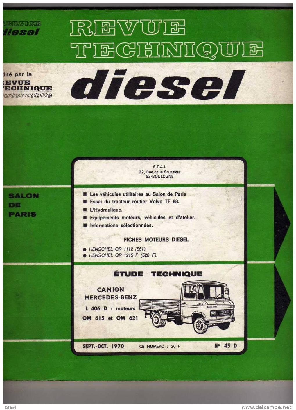 Revue Tech Diesel  -  Camion Mercedes-Benz L 106 D - Moteurs OM 615 Et OM 621   -  N° 45 D - Auto