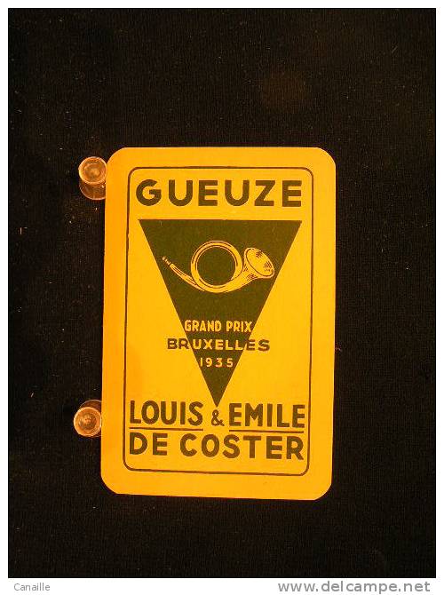 Carte A Jouer  1 Dos De Cartes De La Brasserie-Brouwerij - De Coster, Bruxelles - Gueuze   .- - Other & Unclassified