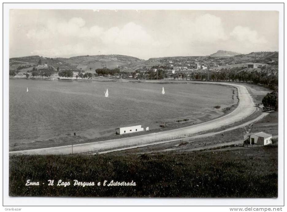 ENNA, IL LAGO E L'AUTODROMO DI PERGUSA, B/N, VG 1962   **** - Enna