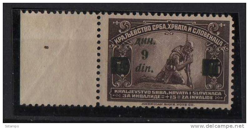 U-R  JUGOSLAVIA  REGNO KINGDOM RRR ERROR -9 Dinara-  Leger  HINGED  EXELENT  QUALITY - Imperforates, Proofs & Errors