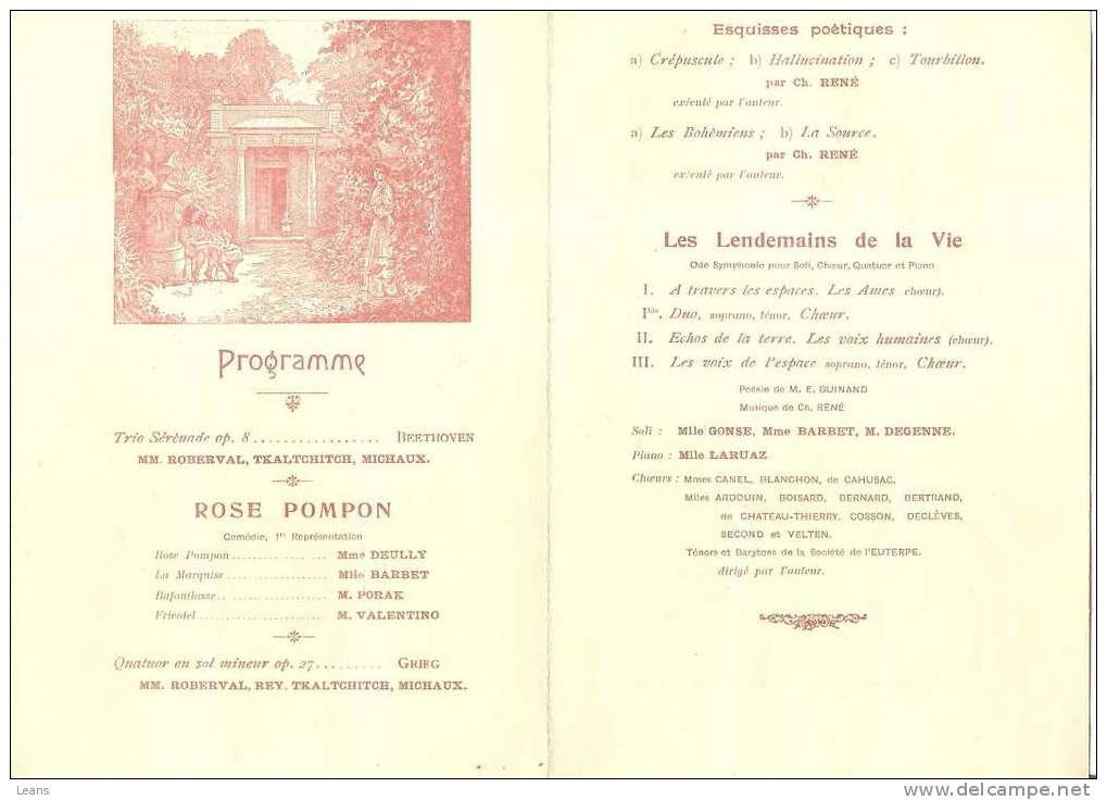 LES PAONS  " Matinée Du Dimanche 7 MAI 1905  "  Musique Et Comédie - Programme