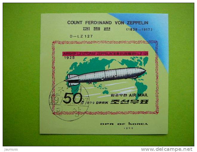 Korea North ( Nord ) 1979 Airships Zeppelins Transport  Block  Imperf. - Zeppelins