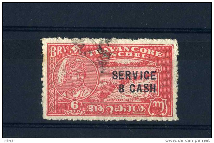 - INDE .  ETAT DE TRAVANCORE . TIMBRE SERVICE DE 1944 . OBLITERE - Travancore