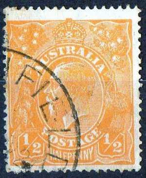 Australia 1918 King George V 1/2d Orange - Single Crown Wmk Used - Actual Stamp - ...field - SG56 - Oblitérés