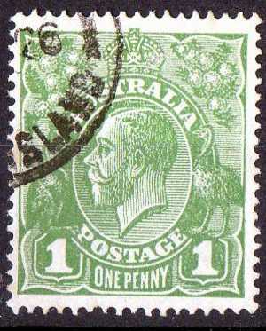 Australia 1924 King George V 1d Sage-Green - Single Crown Wmk Used - Actual Stamp - ? Island - SG76 - Gebraucht
