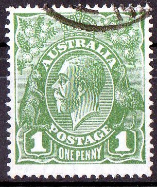 Australia 1924 King George V 1d Sage-Green - Single Crown Wmk Used - Actual Stamp - NIce - -SG76 - Oblitérés