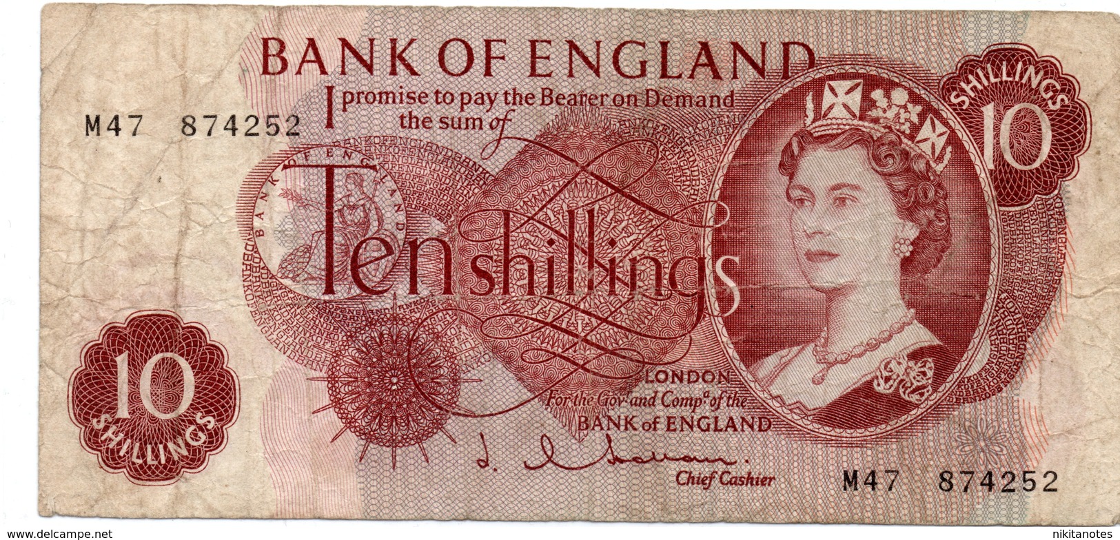 10 Shilling Note From Bank Of England 1960s Regno Unito - 10 Schillings