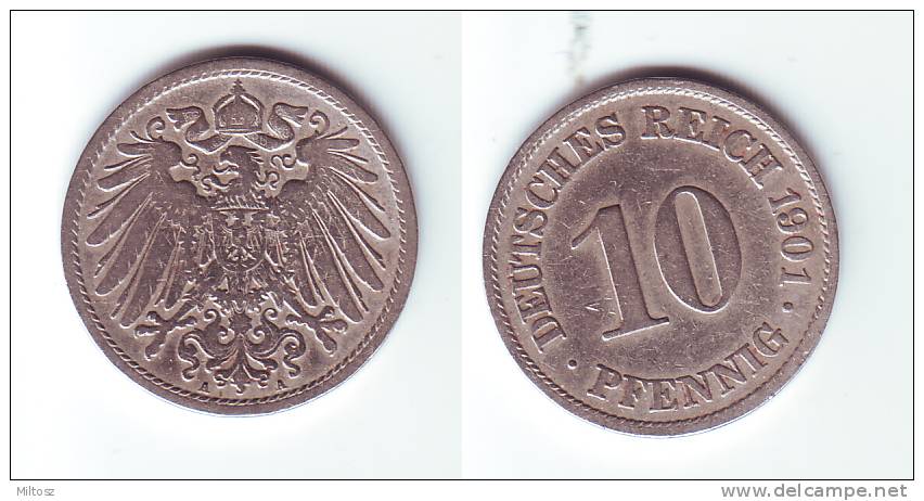 Germany 10 Pfennig 1901 A - 10 Pfennig