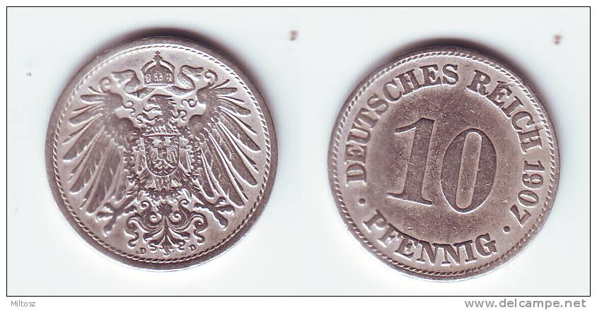 Germany 10 Pfennig 1907 D - 10 Pfennig