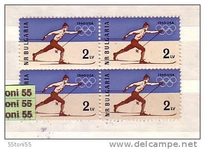 Bulgaria / Bulgarie 1960 Winter Olympic Games - Squaw Valley   1v.-MNH Block Of Four - Inverno1960: Squaw Valley