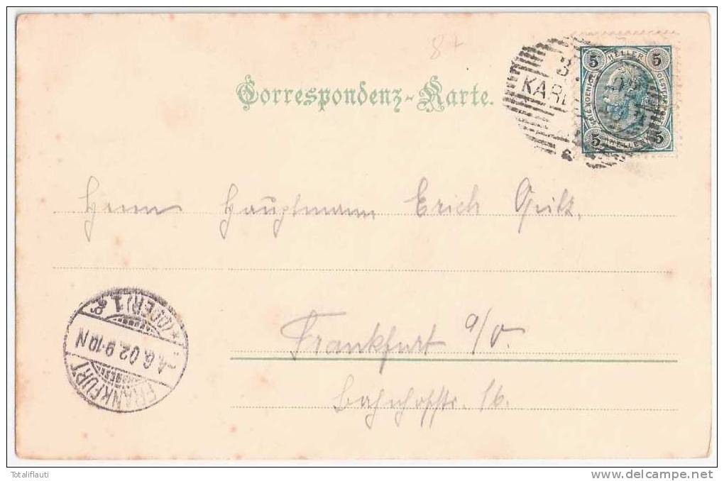 Marienbad Cafe Egerländer 3.6.1902 Col Marianske Lazne Handcolorirte Künstlerkarte - Boehmen Und Maehren