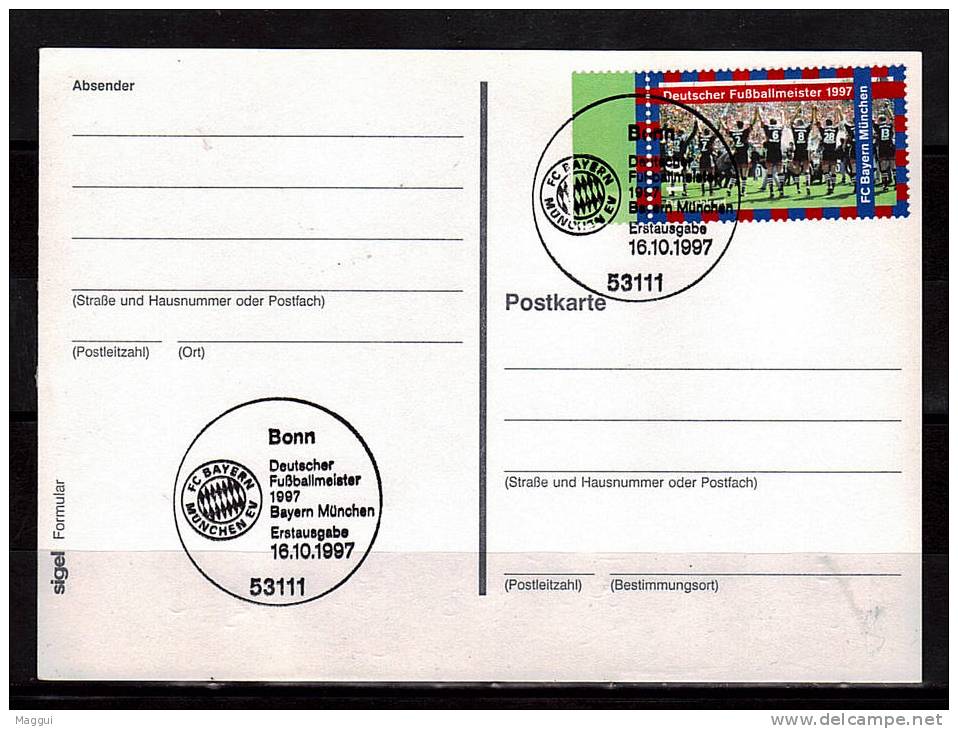 ALLEMAGNE   Carte  Cachet  16-10-1997  Bonn   Football  Soccer Fussball - Briefe U. Dokumente