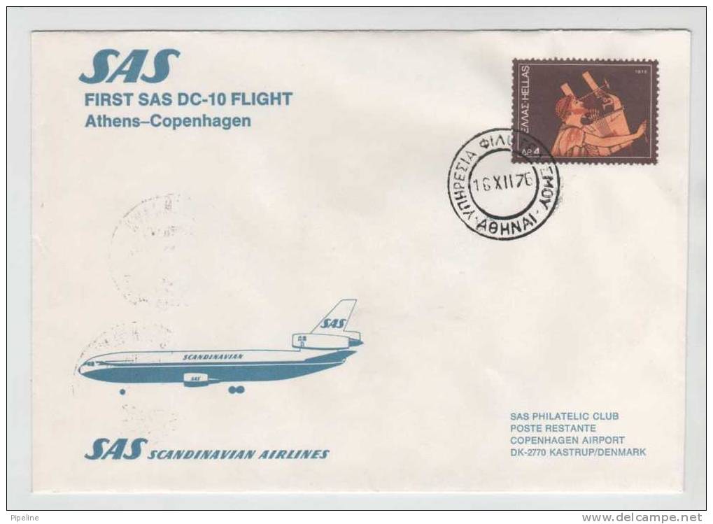 Greece First SAS DC-10 Flight Athens- Copenhagen 16-12-1976 - Covers & Documents