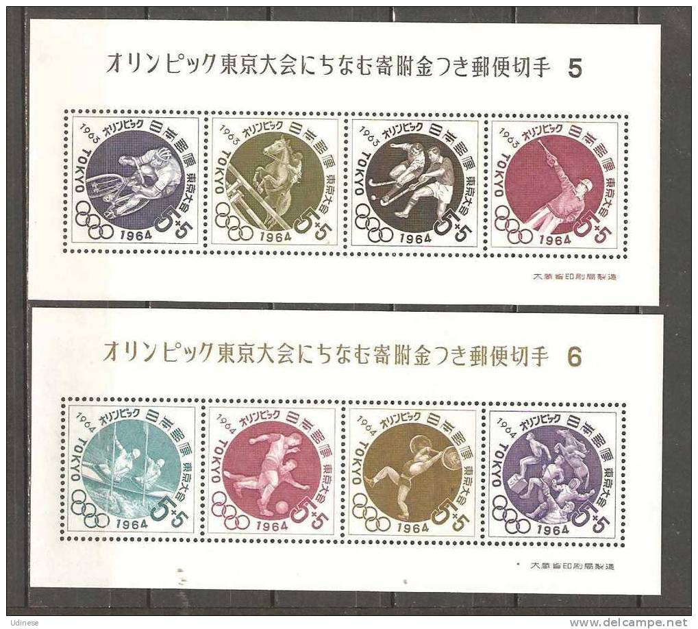 JAPAN 1964 - TOKYO OLYMPIC GAMES  -  3 SCANS - 6 DIFFERENT S/S  - MNH MINT NEUF NUEVO - PERFECT CONDITION - RARE! - Summer 1964: Tokyo